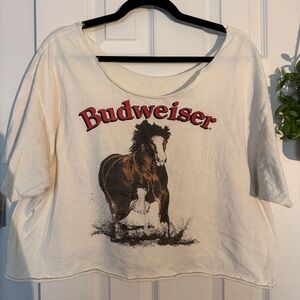 Budweiser Cream Tee with Horse Design